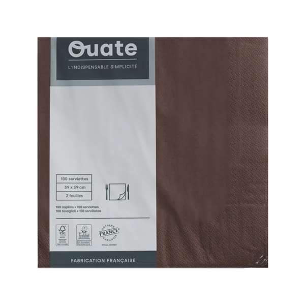 Image de SERVIETTE OUATE CHOCOLAT 2P 39X39CM X100