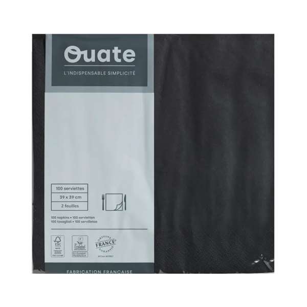 Image de SERVIETTE OUATE NOIRE EBENE 2P 39X39CM X100