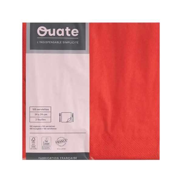 Image de SERVIETTE OUATE ROUGE 2P 39X39CM X100