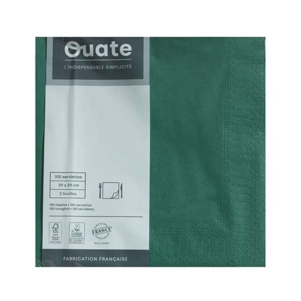 Image de SERVIETTE OUATE VERT SAPIN 2P 39X39CM X100