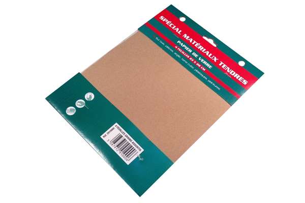 Image de PAPIER DE VERRE 4 FEUILLES ASSORTIES