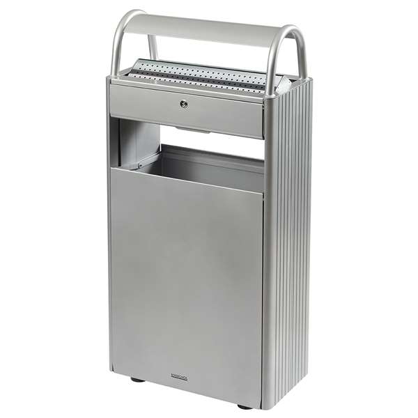 Image de CORBEILLE SUR PIED KOPA 60L - AVEC CENDRIER 12L - GRIS METAL