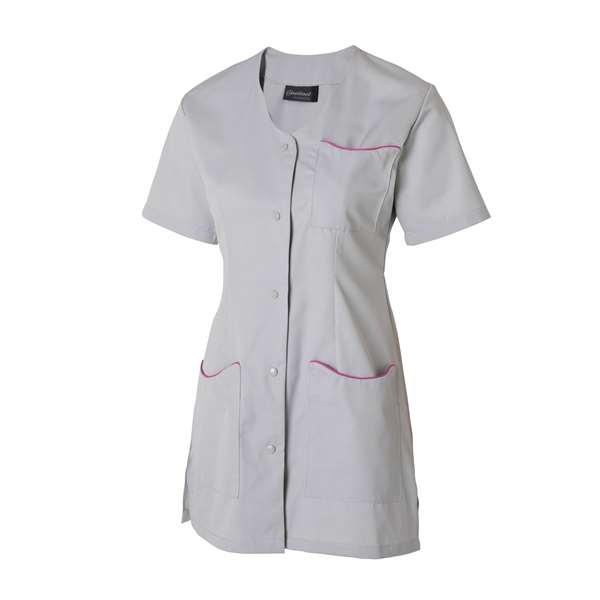 Image de LAURIE MANCHE COURTE POLY65%-COT35% GRIS PERLE/ROSA T5